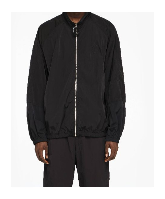Jw Anderson Black Jacket With Mock Neck And Raglan Sleeves In Tech Fabric Man In Black