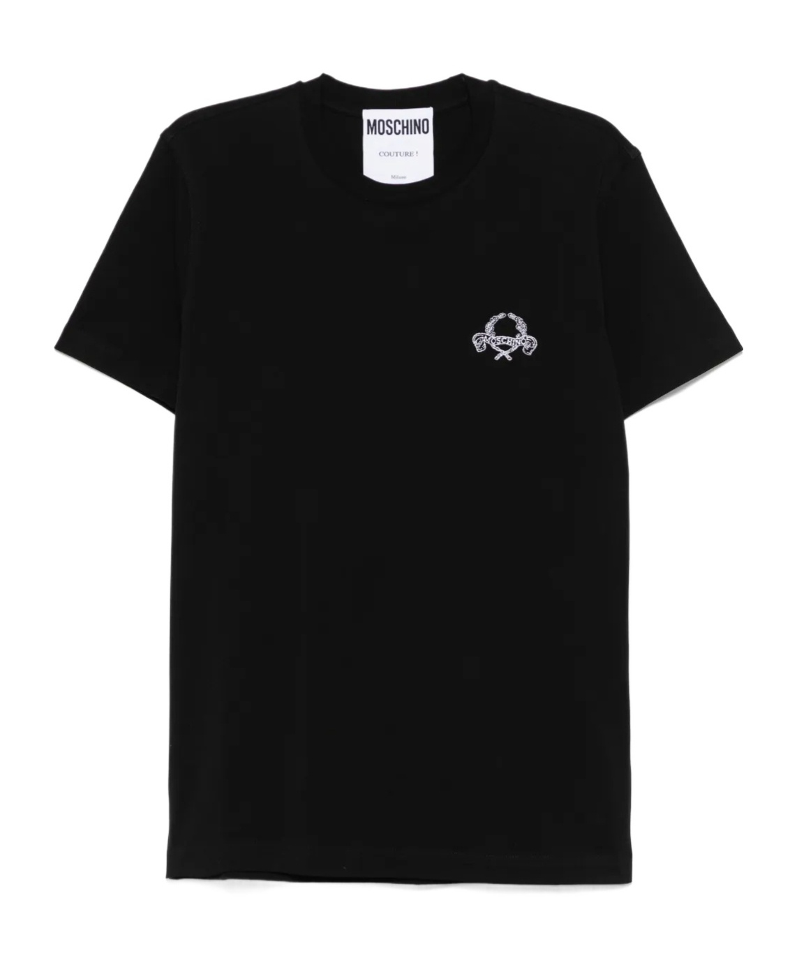 MOSCHINO MOSCHINO LOGO EMBROIDERED CREWNECK T-SHIRT