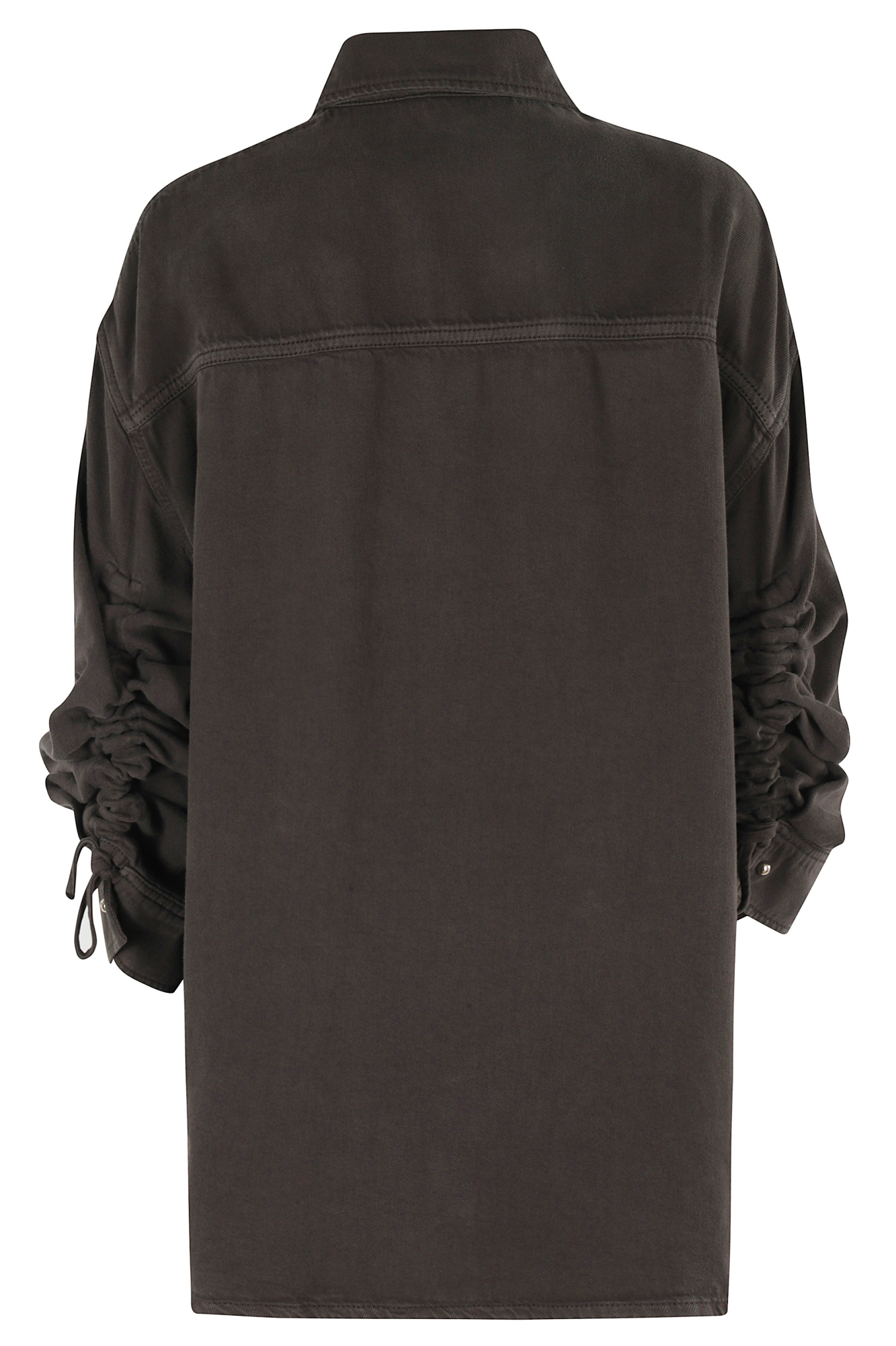 Darkpark Keanu Tencel Denim Rouche Shirt In Gray