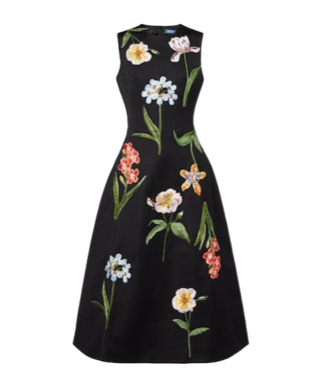 Leo C Floral Midi Dress In Black