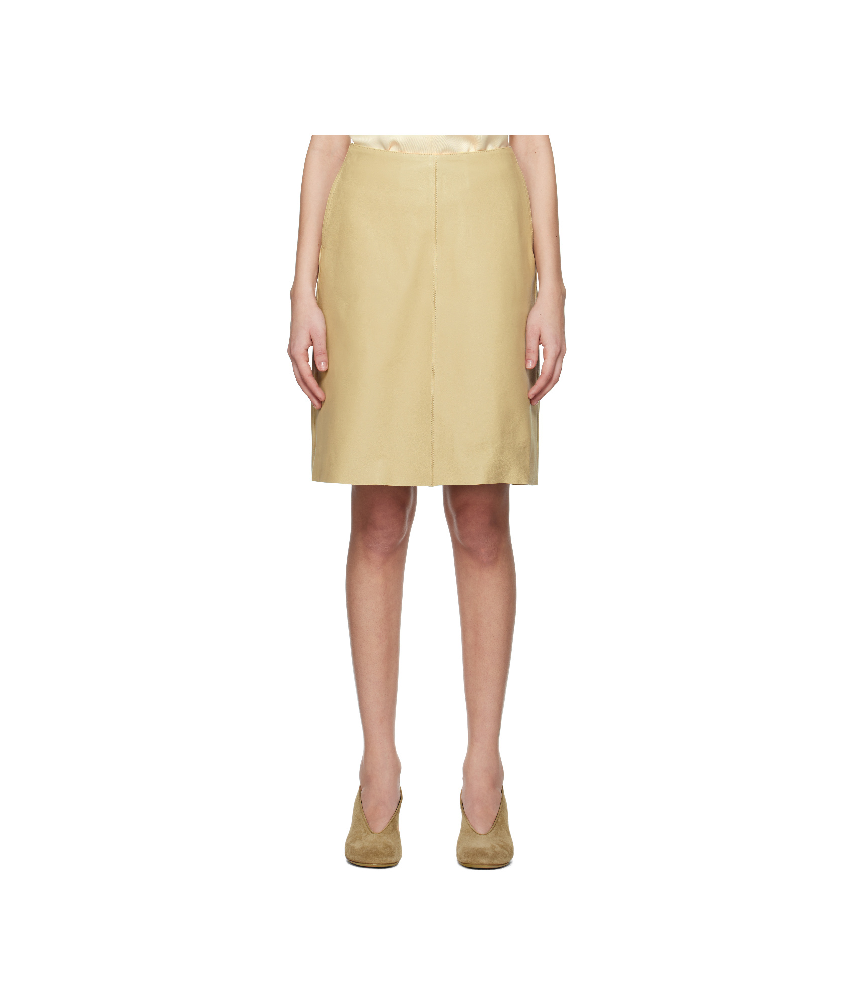 Totême Beige A-line Leather Miniskirt In Nude
