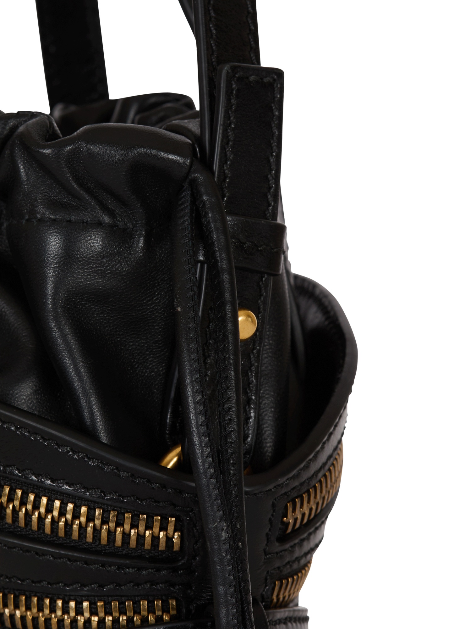 Balmain Mini Shuffle Zips Bag In Calfskin Leather In Black
