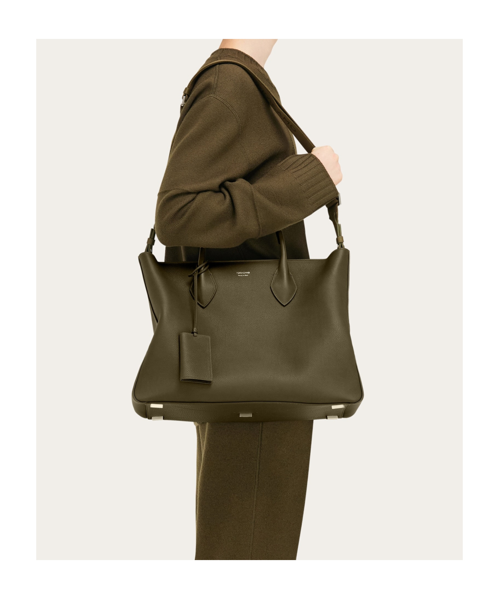 Ferragamo Brown Logo Large Tote