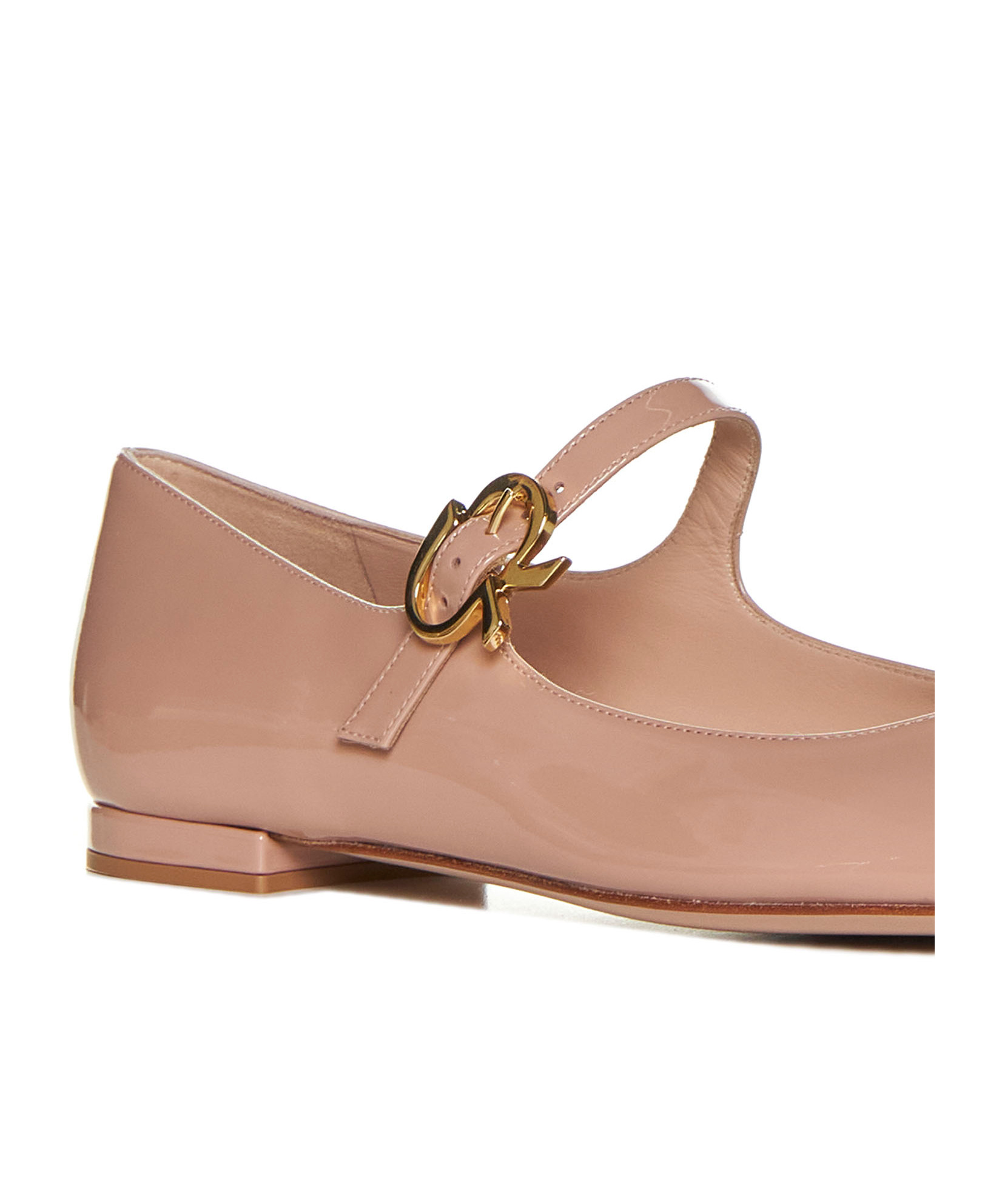 Shop Gianvito Rossi Mary Ribbon 05 Leather Ballerina Shoes In Nude
