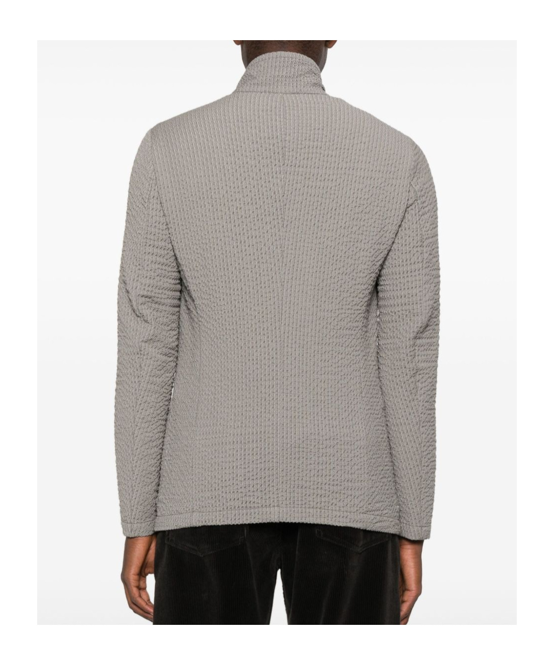 Emporio Armani Virgin Wool Blend Textured Fabric Jacket In Gray
