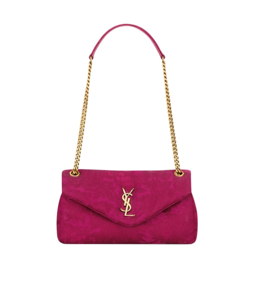 Saint Laurent Calypso Small In Jacquard In Red Berries