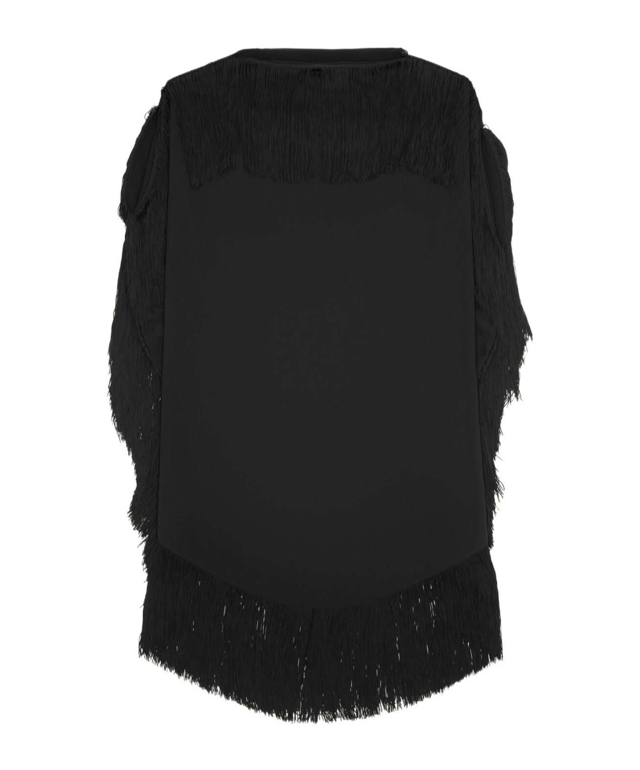 Shop Mm6 Maison Margiela Fringe-detail Belted Midi Dress In Black