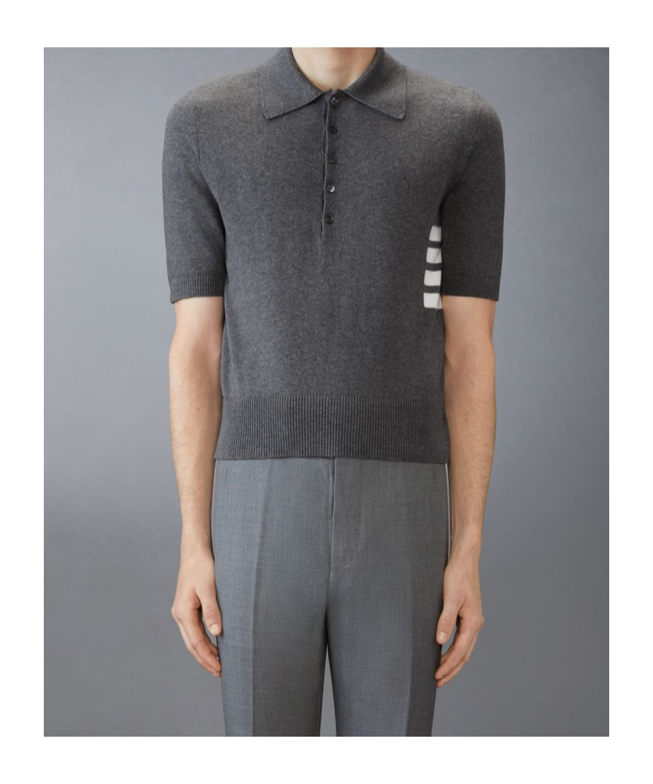 Thom Browne 4-bar Cotton Polo Jumper In Black