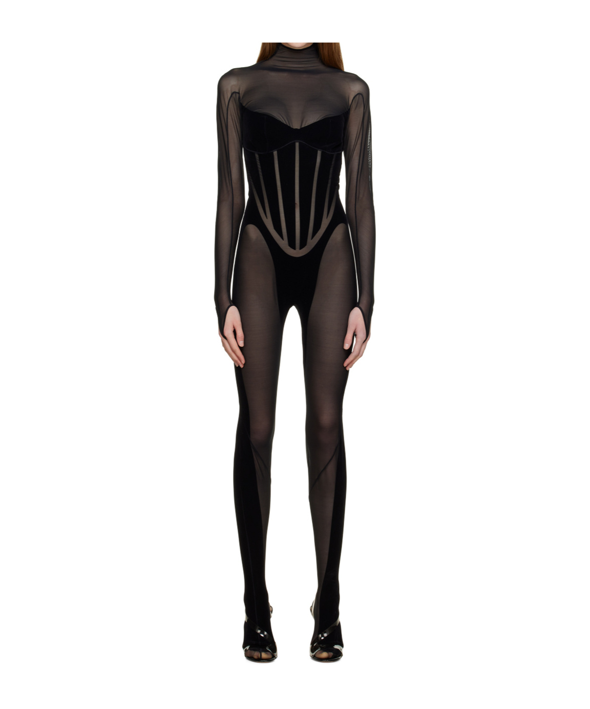 Wolford X Mugler Sheer Long-length Catsuit In Black