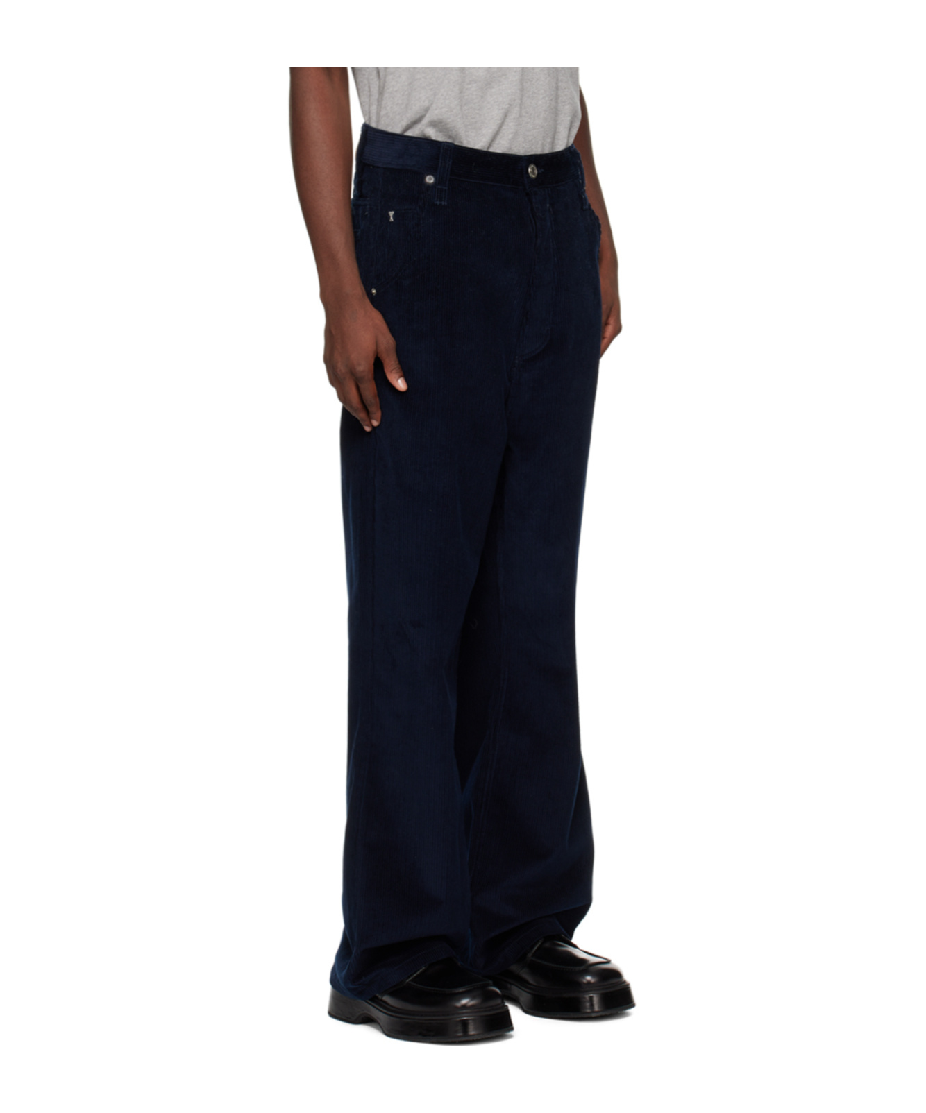 Shop Ami Alexandre Mattiussi Wide-leg Corduroy Trousers In Black