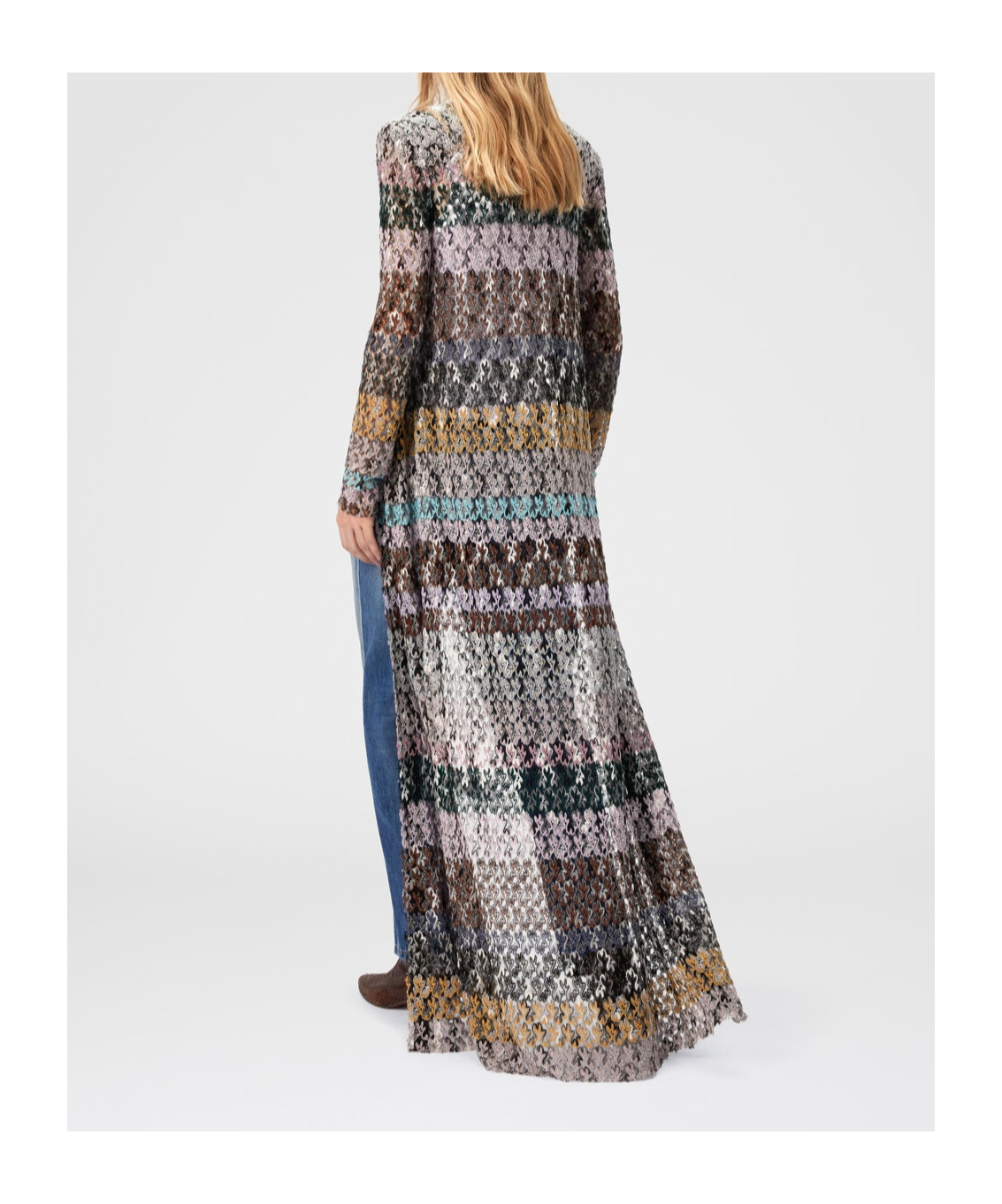Missoni Long Cardigan With Lace Straps In Multi