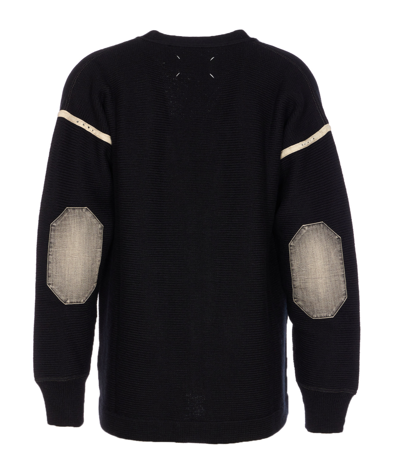 Maison Margiela V-neck Cardigan With Long Sleeves And Elbow Patches In Black