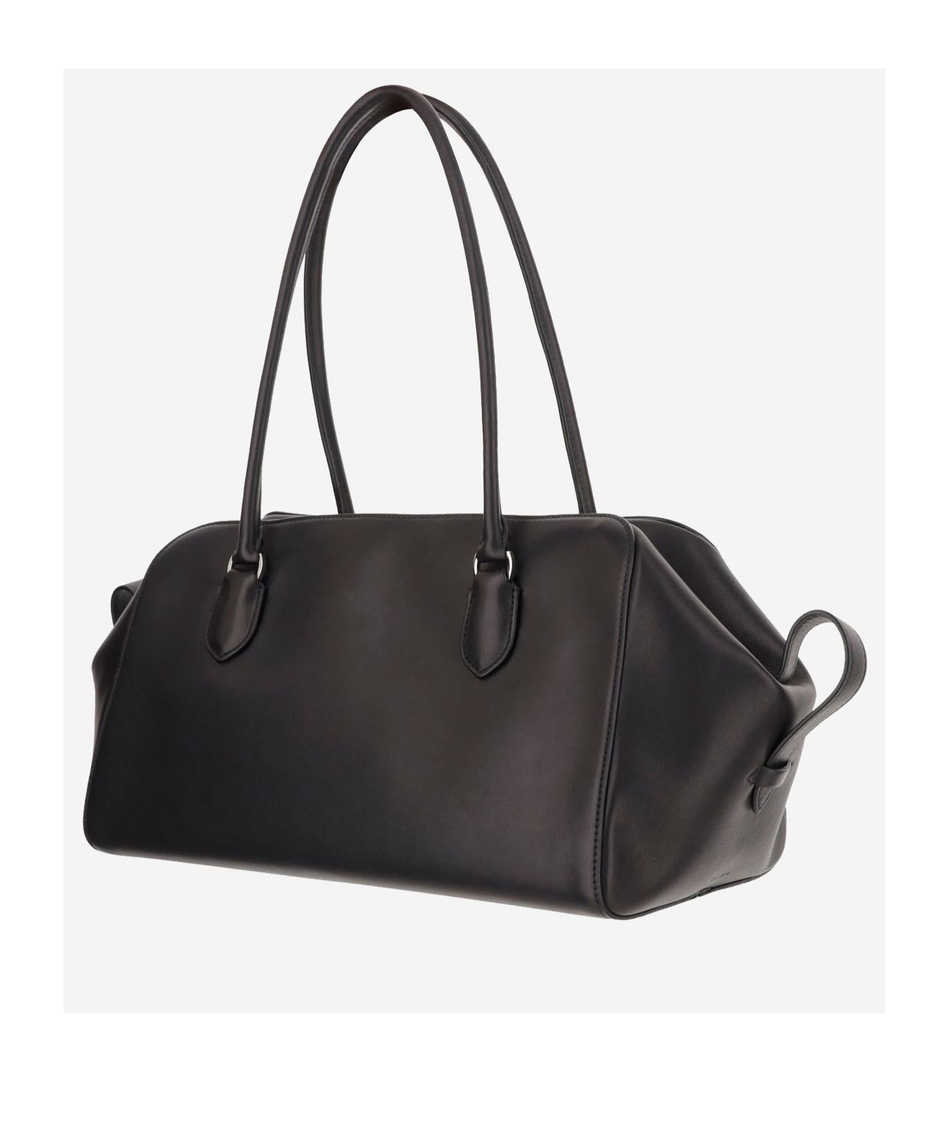 The Row Ew Leather Bowling Bag In Black