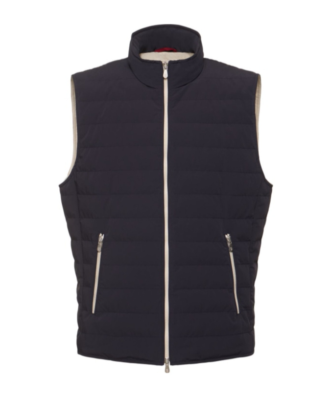 Brunello Cucinelli Quilted High Collar Sleeveless Vest With Side Zip Pockets