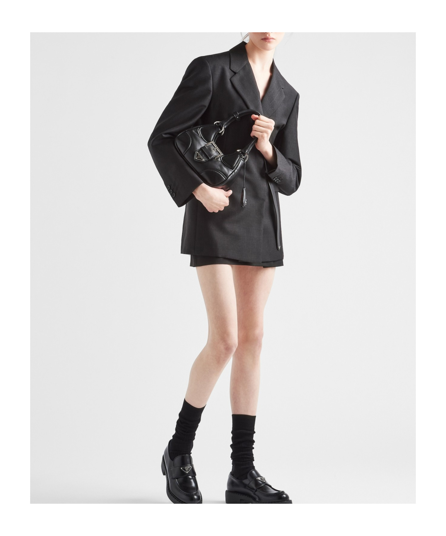 Prada Moon Padded Nappa-leather Mini Bag In Black