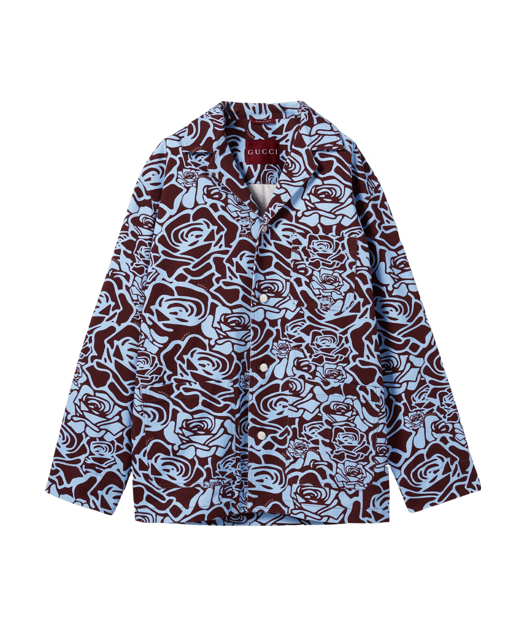 Gucci Printed Cotton Gabardine Jacket In Blue