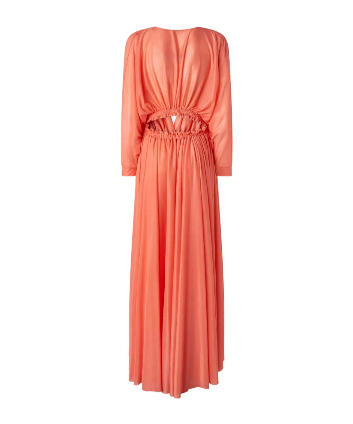 Pinko Orange Long Dress With Deep V-neck And Cut-out On The Back In Tech Fabric Woman In Pink