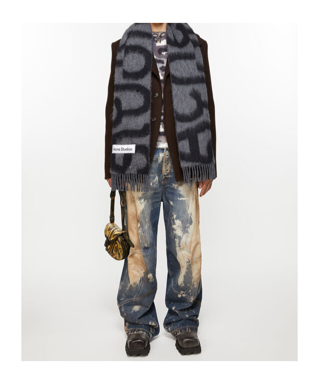 Shop Acne Studios Logo Scarf In Black