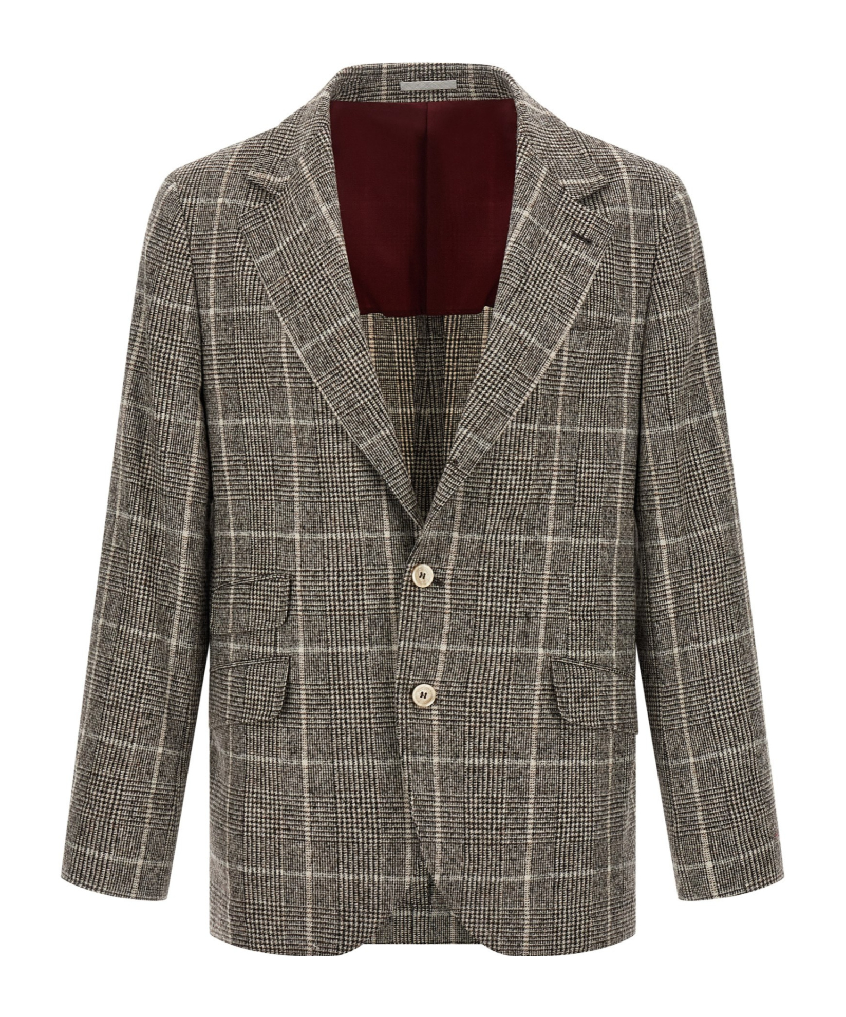 Brunello Cucinelli Cavallo Prince Of Wales-check Blazer In Gray