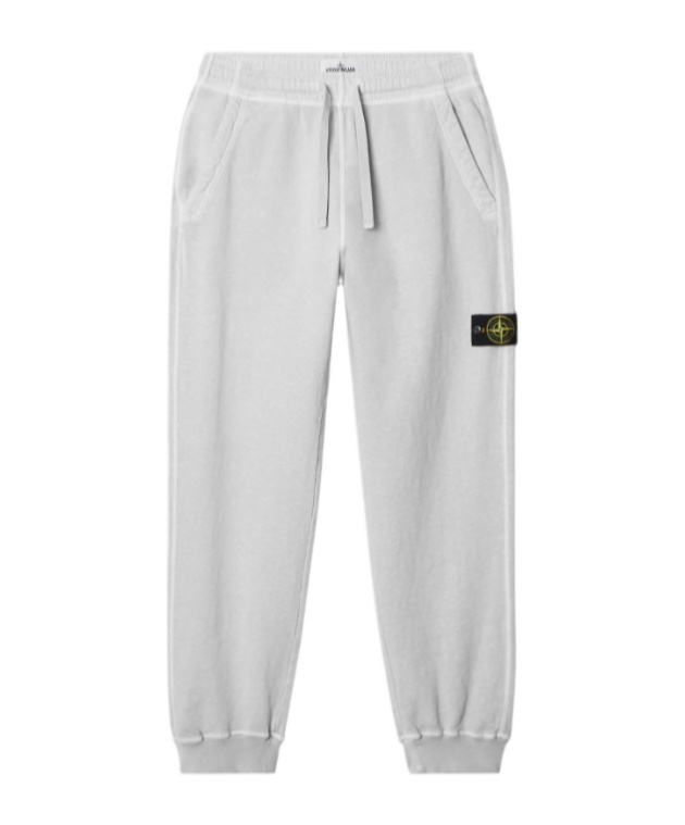 Stone Island Regular Tapered Fit Joggers With Slub Efffect And Pockets In Pearl Grey