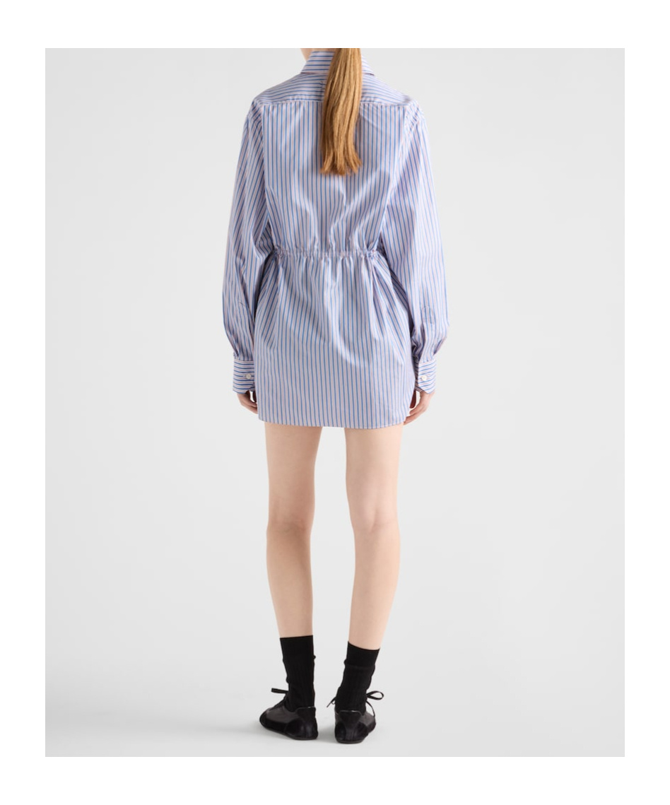 Prada Gestreiftes Hemd Aus Popeline In Blue