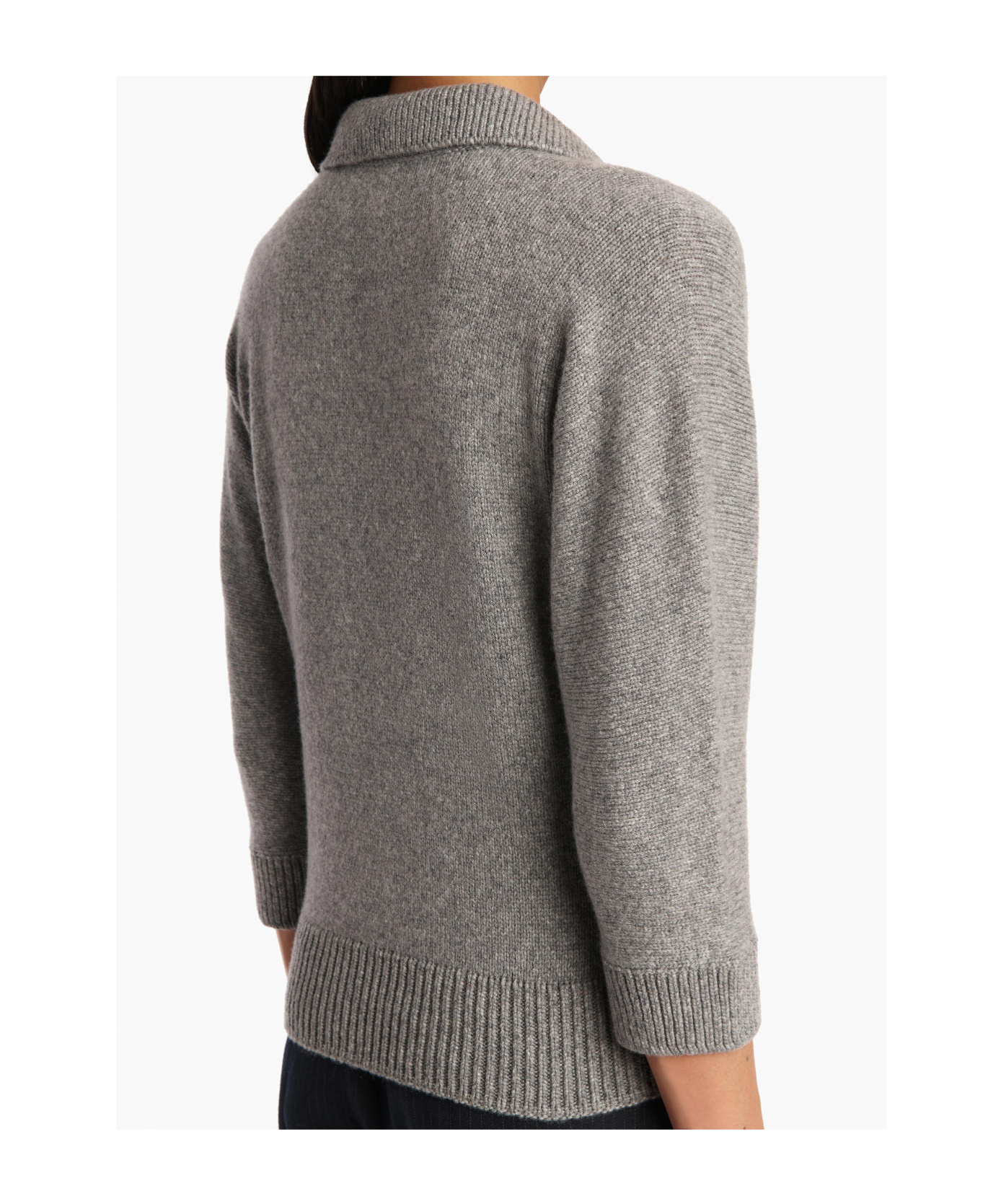 Khaite Shrunken Jo Cashmere-blend Polo Sweater In Gray