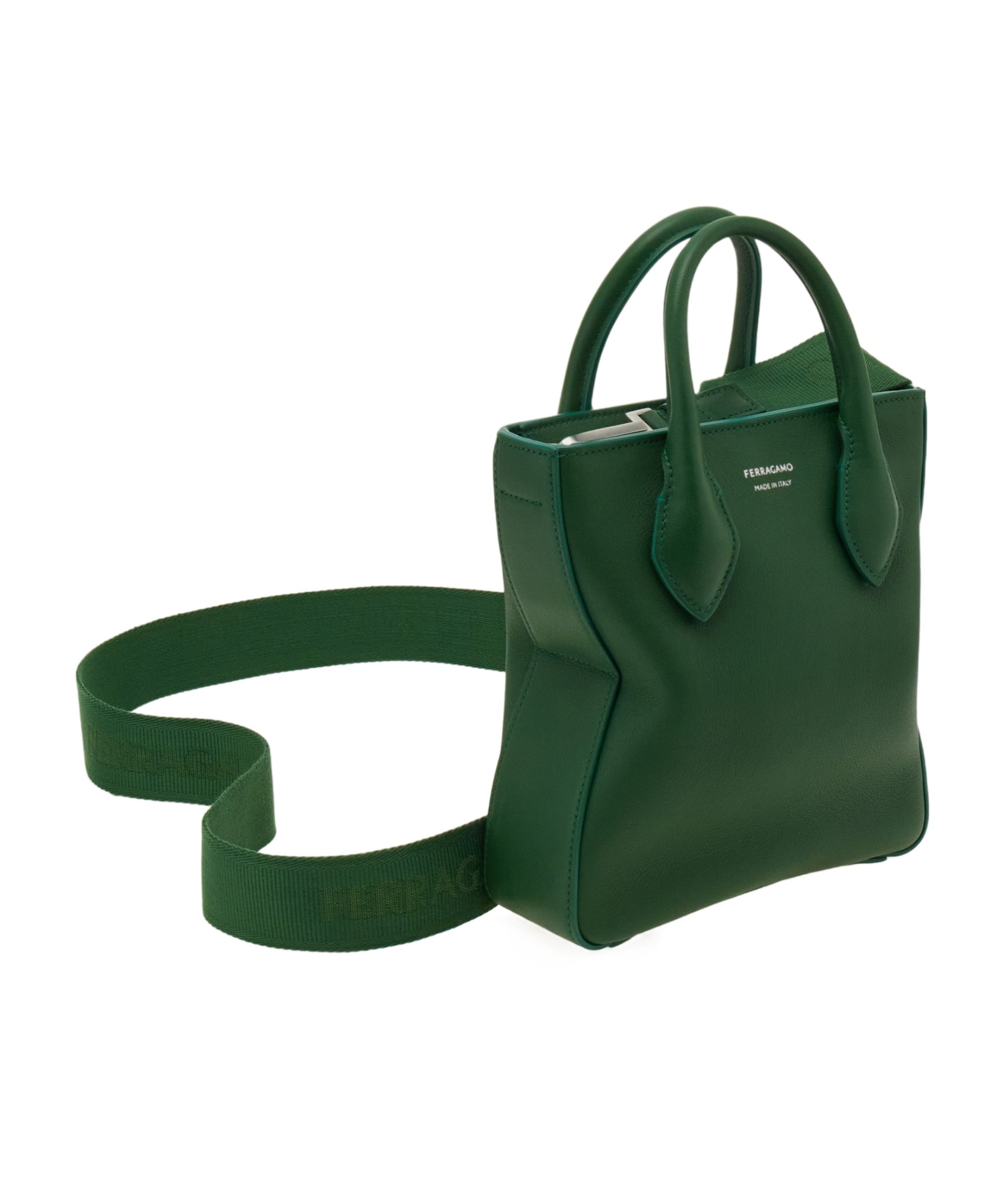 Shop Ferragamo Logo Printed Tote Bag In Green