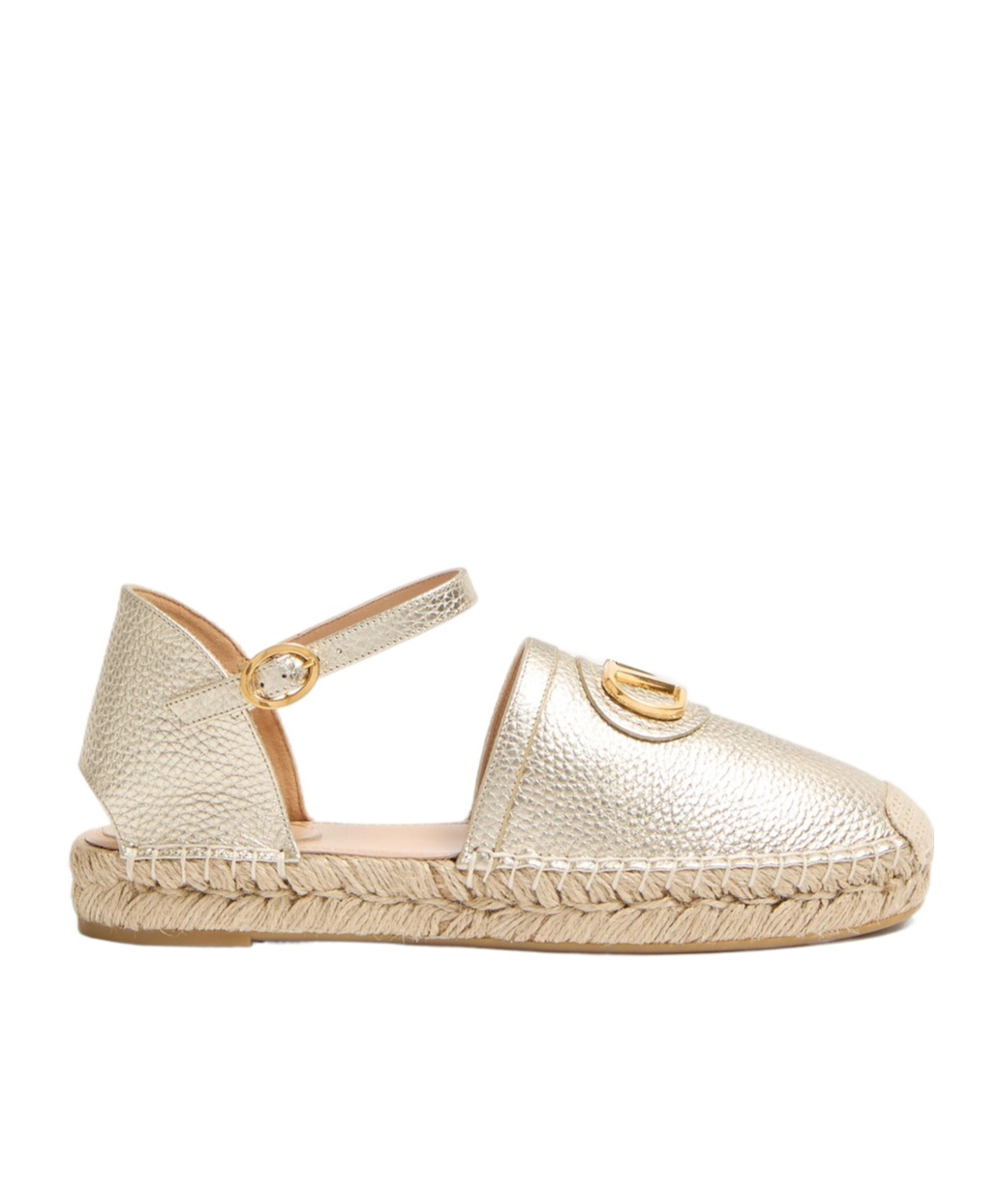 Valentino Garavani Vlogo Signature Ballerina In Laminated Grainy Calfskin 25mm Woman Platinum 42 In Nude