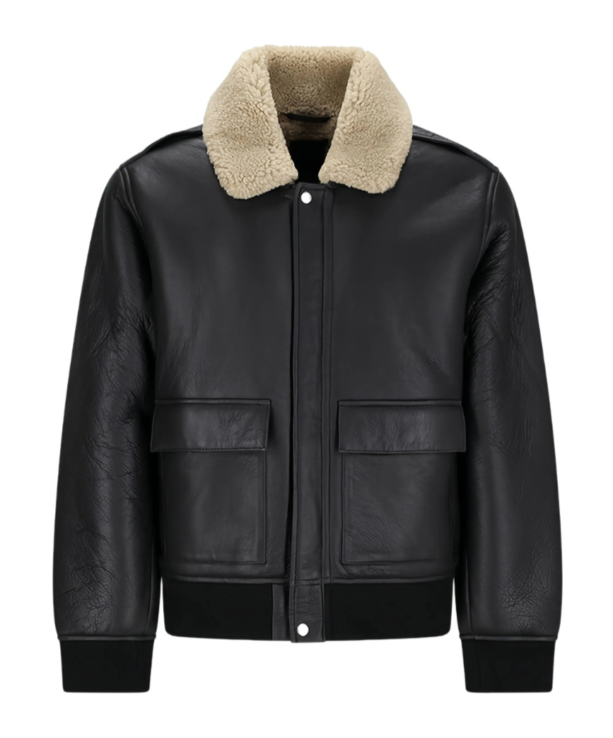 Calvin Klein Relaxed Fit Jacket Shearling Collar In Black