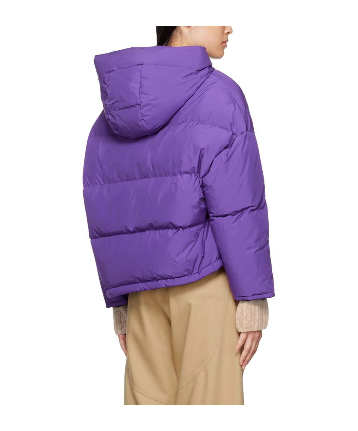 Yves Salomon Purple Hooded Reversible Down Jacket In Purple