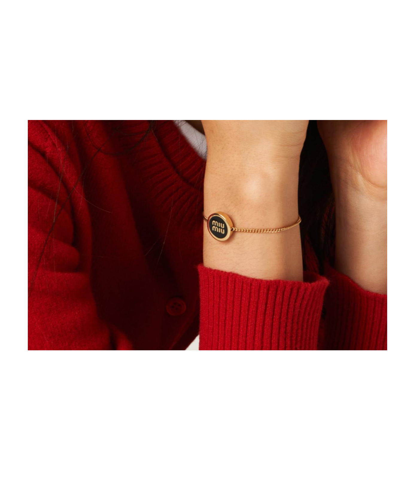 Miu Miu Logo Pattern Bracelet In Yellow
