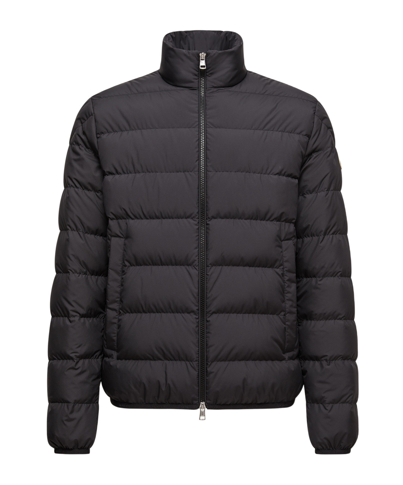 Moncler Quilted Tech Fabric Jacket With Elastic Cuffs In Black