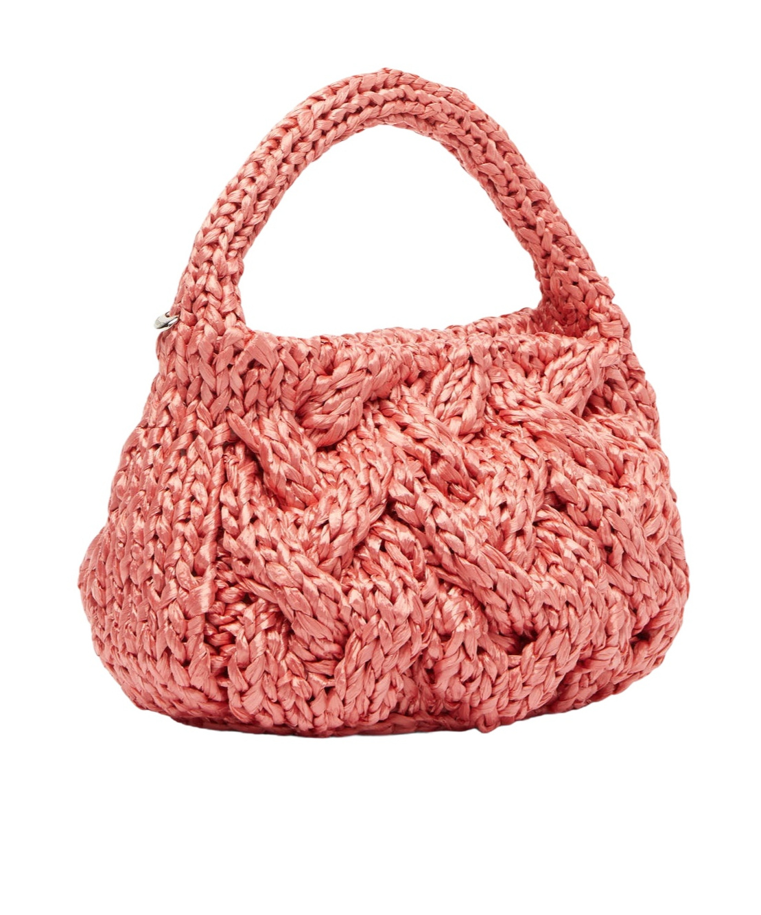 Jw Anderson Cable-knit Leather-trimmed Raffia Tote Bag In Bubblegum