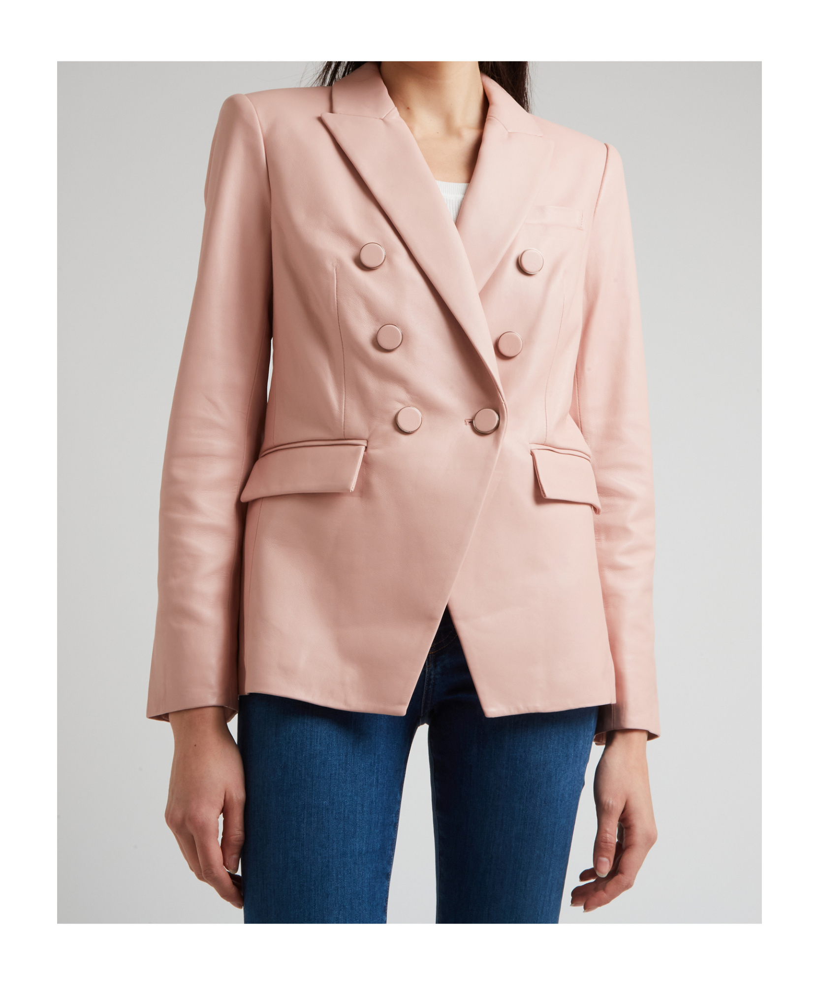 Veronica Beard Miller Leather Dickey Jacket In Nude