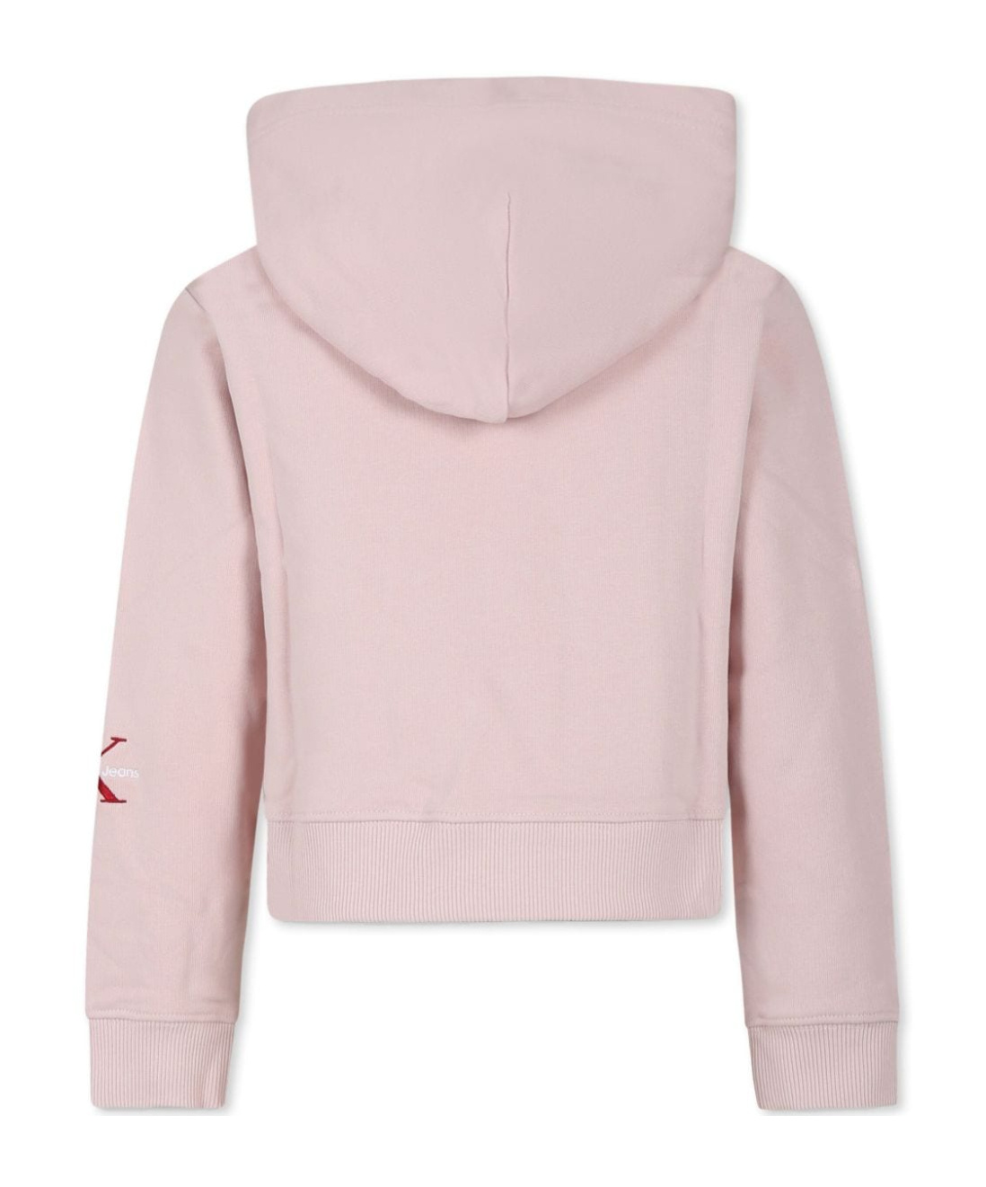 Calvin Klein Pink Crop Sweatshirt For Girl With Logo In Pink