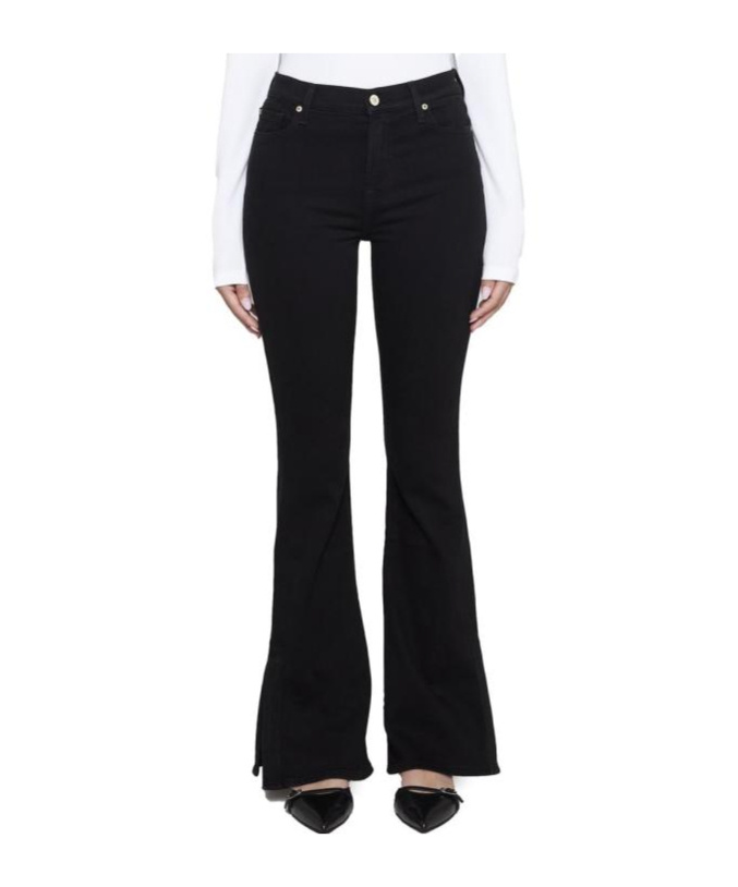 Shop 7 For All Mankind Ali High-rise Flared Jeans In Black
