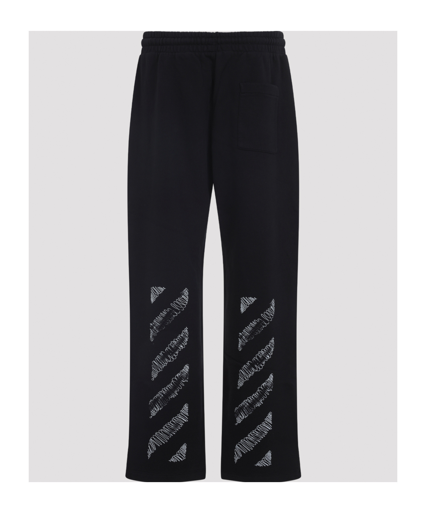 Off-white Wide-leg Cotton Joggers With Cuffed Hem In Black