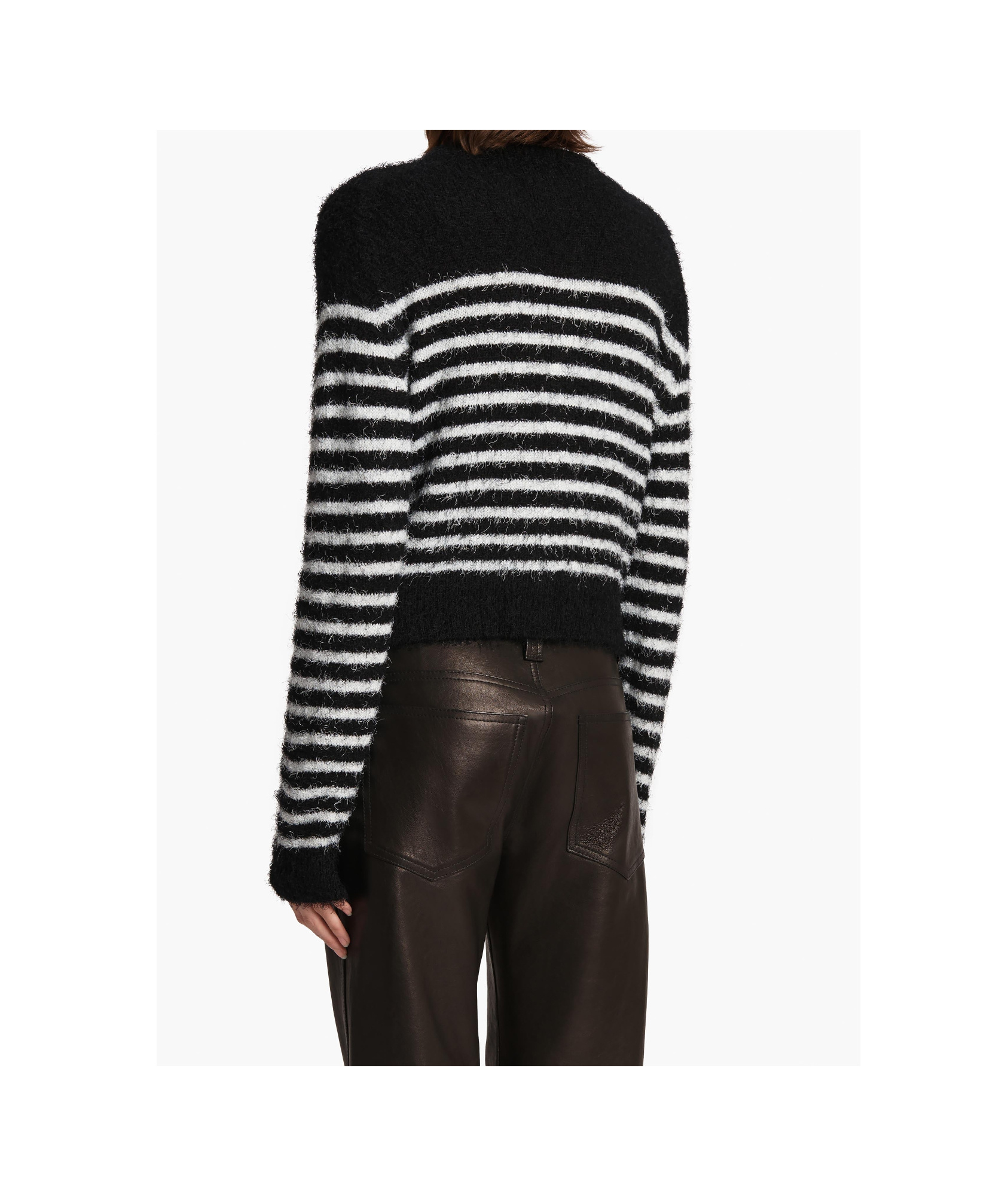 Khaite Jules Striped Silk And Cashmere Cardigan In Black