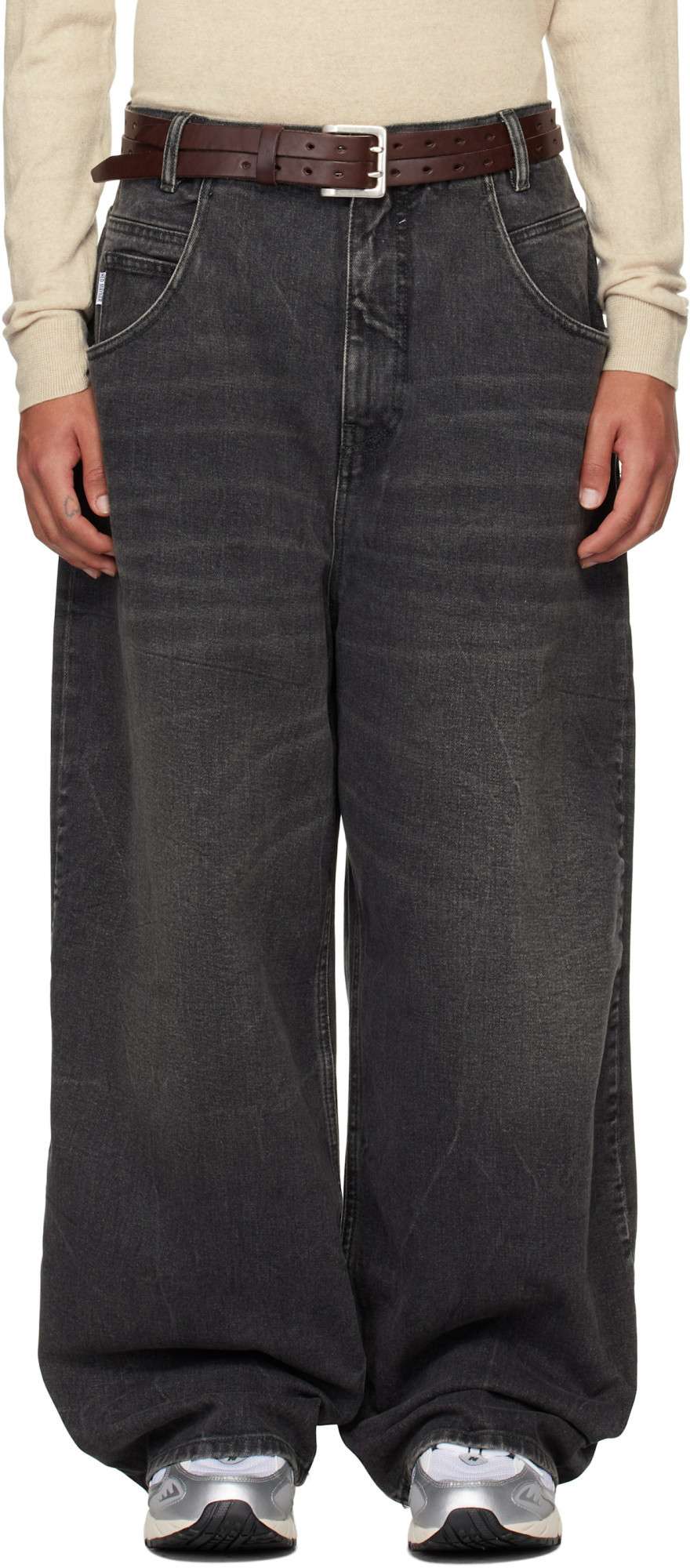 Hed Mayner Black Faded Jeans In Black