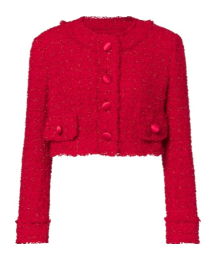 Dolce & Gabbana Cropped Cotton-blend Tweed Jacket In Red