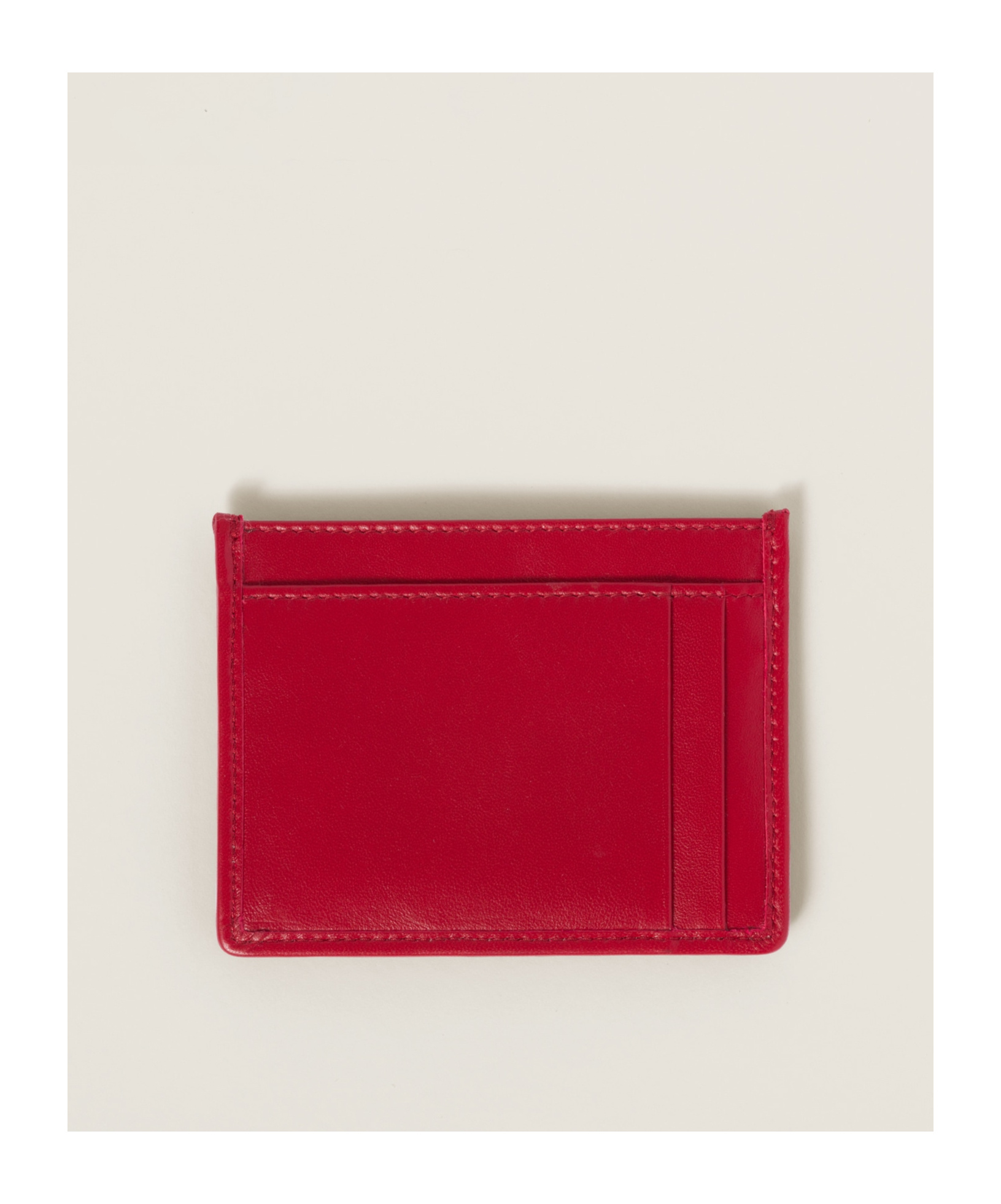 Miu Miu Matelassé Nappa Leather Card Holder In Red