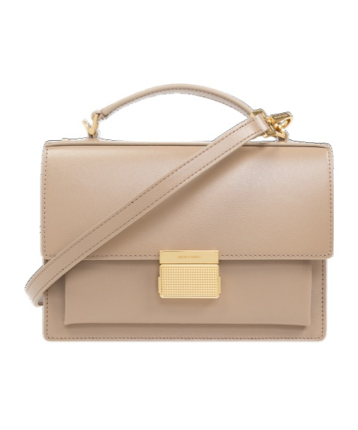 Golden Goose Deluxe Brand Structured Handbag With Gold-tone Clasp And Versatile Straps In Nude