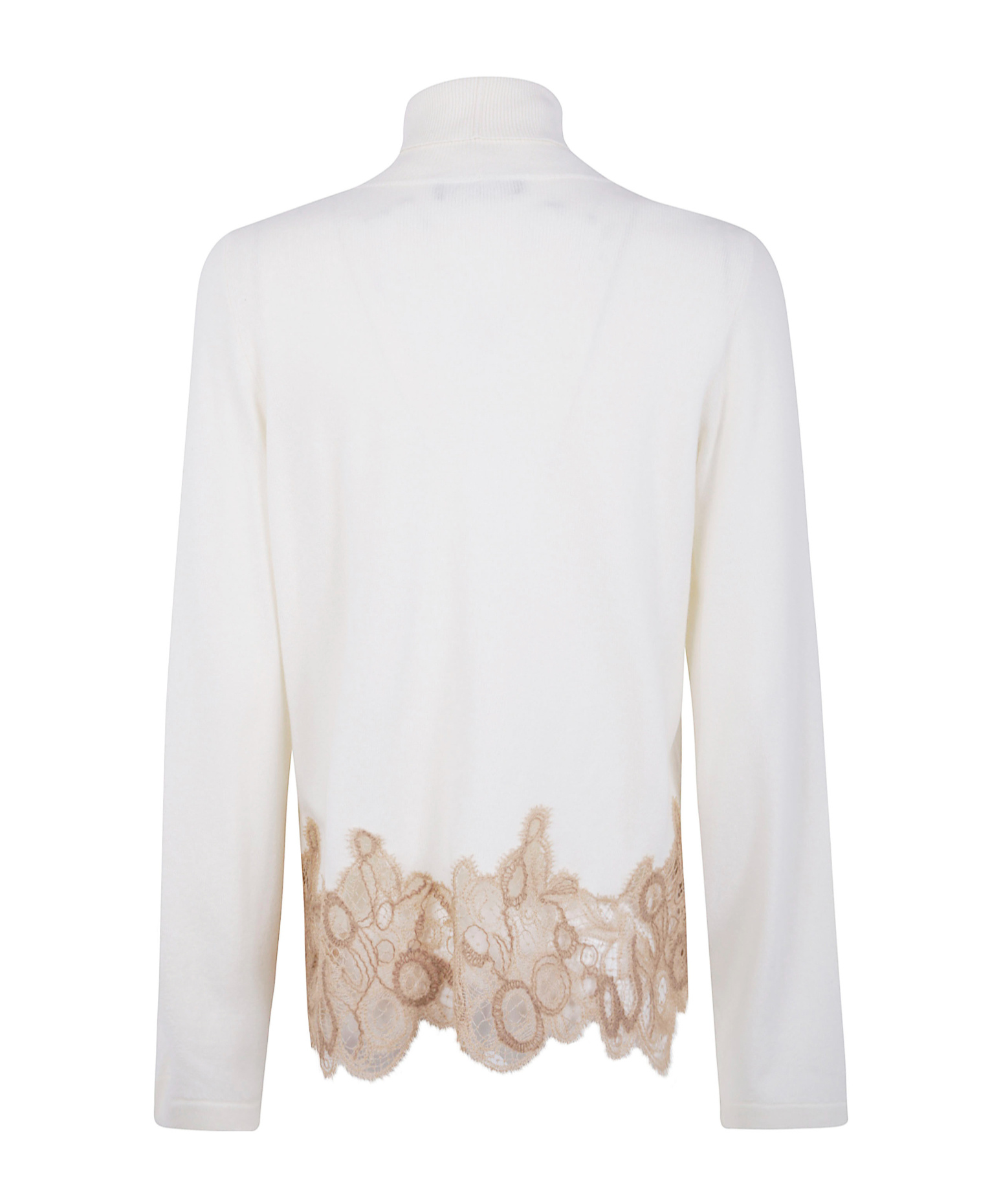 Fabiana Filippi Platinum Wool Blend Land Band Turtleneck Sweater In White