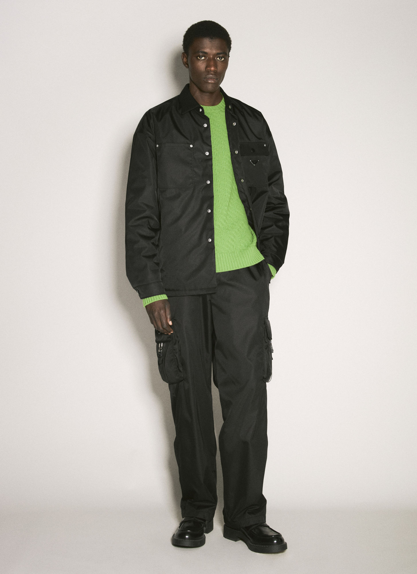 Prada Ribbed Knit Crewneck Sweater In Green