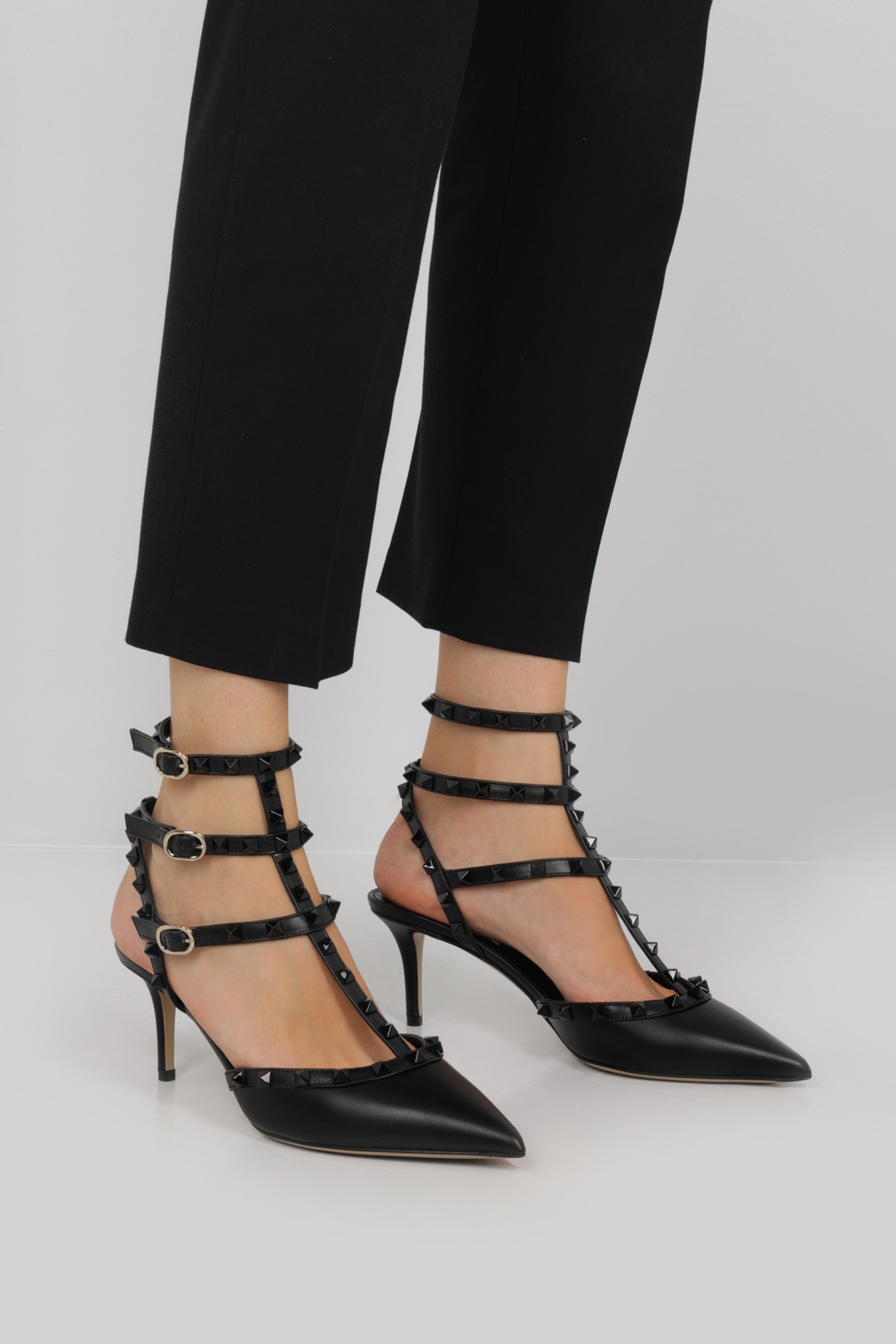 Valentino Garavani Patent Rockstud Pumps With Matching Straps And Studs 65 Mm Woman Black 41.5 In Black