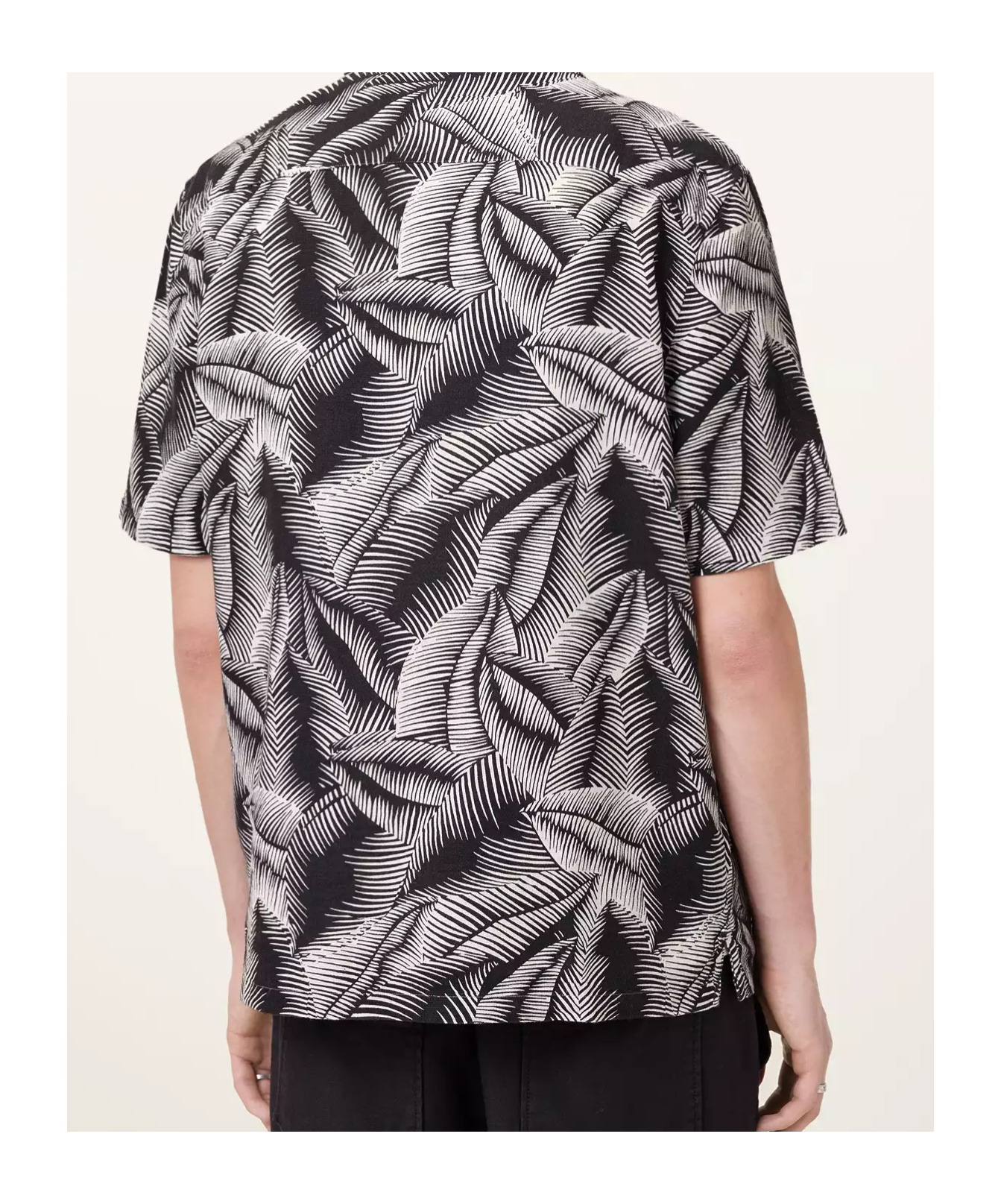 Allsaints Mens Pebblestone Gr Marseille Graphic-print Linen-cotton Shirt In Black
