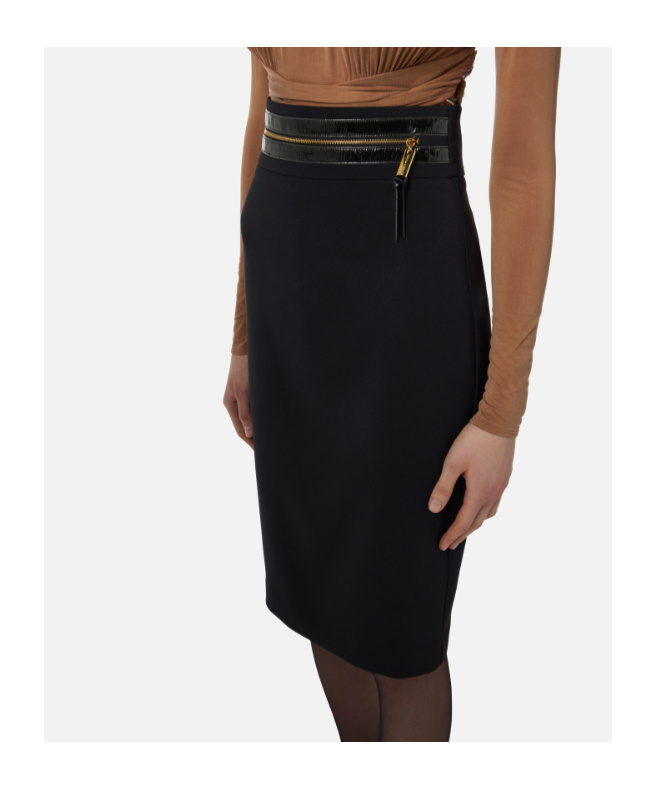 Elisabetta Franchi High Waist Back Slit Knee-length Skirts In Black