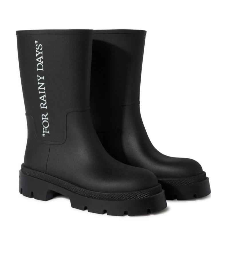 Off-white Round-head Rain Boots In Black