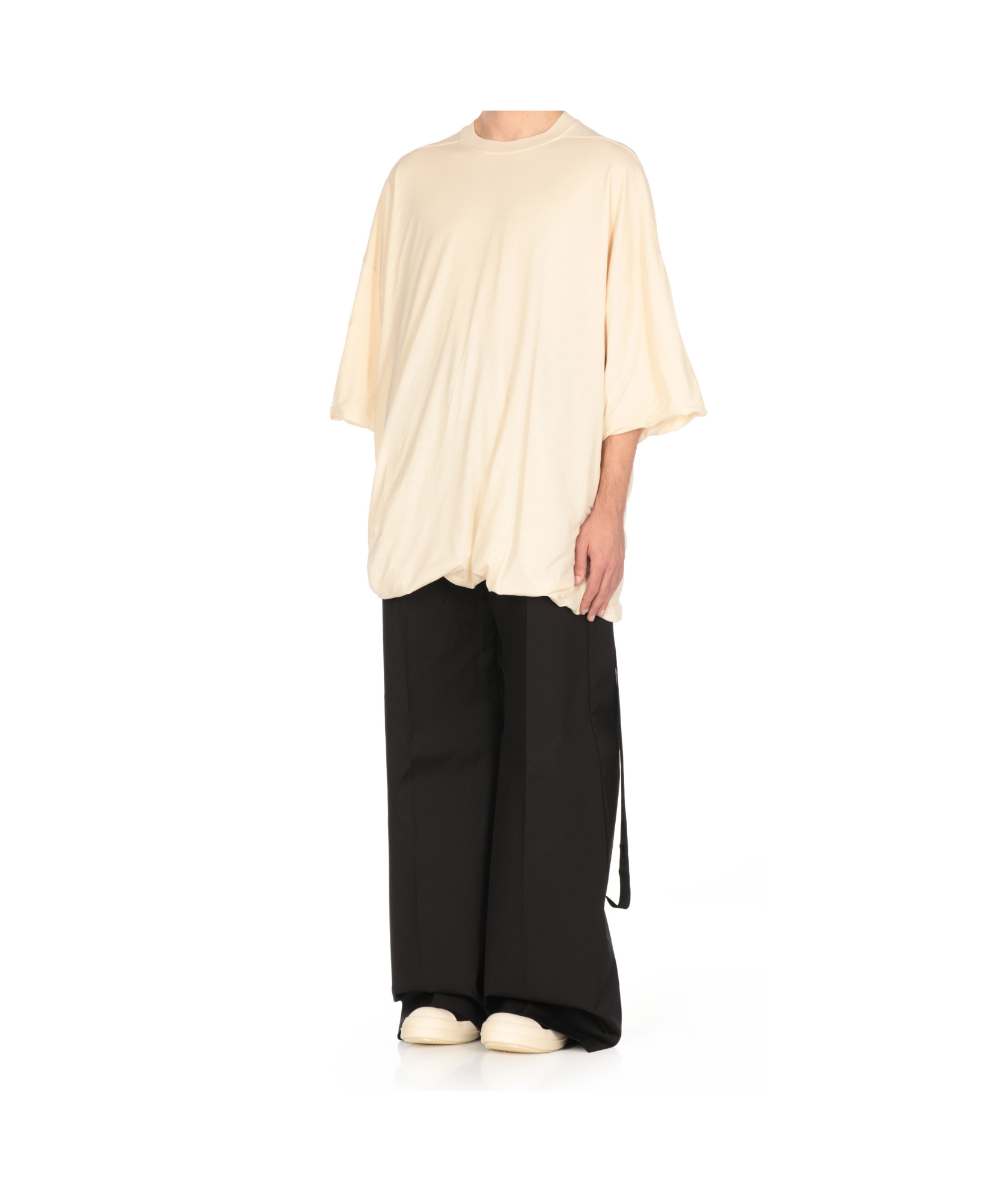 Rick Owens Drkshdw Open-necked Black Shirt In White