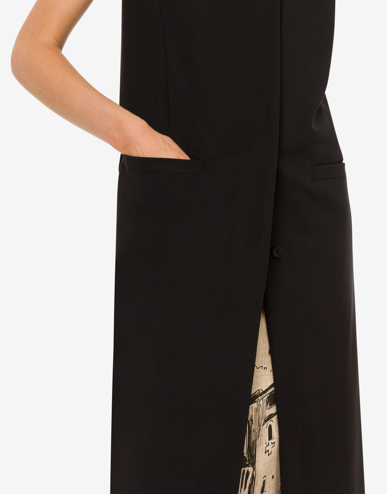Alberta Ferretti Cut-out Long Gilet In Black